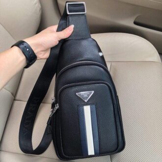 Túi đeo chéo Prada siêu cấp họa tiết kẻ xanh trắng