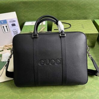 Túi xách Gucci like au Business Case with Gucci da nhăn chữ logo TXGC30