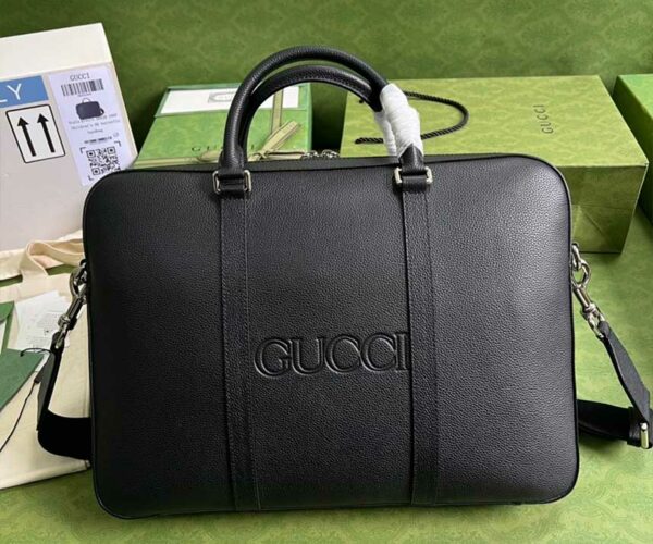 Túi xách Gucci like au Business Case with Gucci da nhăn chữ logo TXGC30