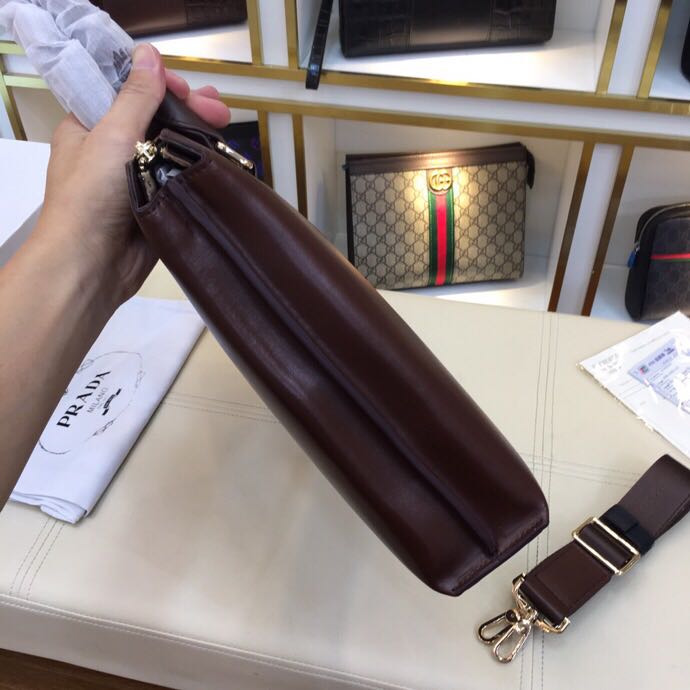 Túi xách Prada nam siêu cấp da trơn màu nâu TXPD05