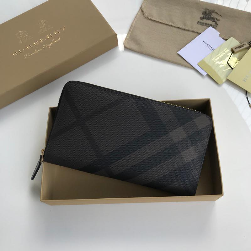 Ví nam Burberry siêu cấp cầm tay họa tiết kẻ nâu