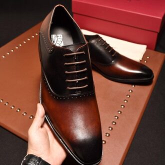 Giày lười Salvatore Ferragamo đế cao màu nâu siêu cấp