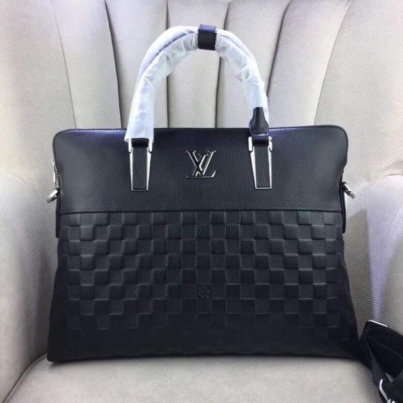 Cặp da nam Louis Vuitton siêu cấp đen họa tiết caro