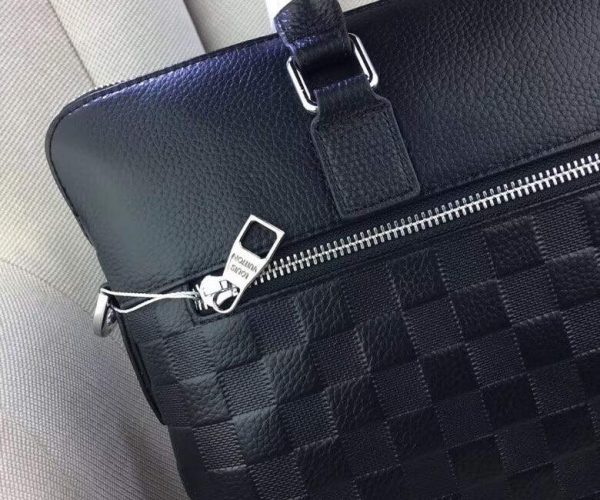 Cặp da nam Louis Vuitton siêu cấp đen họa tiết caro