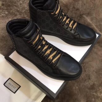 Giày nam Gucci cao cổ họa tiết dây vàng GNG22