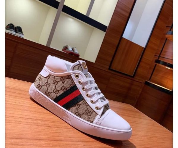 Giày nam Gucci siêu cấp họa tiết logo vàng màu nâu GNG09