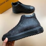 Giày nam Louis Vuitton siêu cấp cổ cao đen hoa tiết hoa