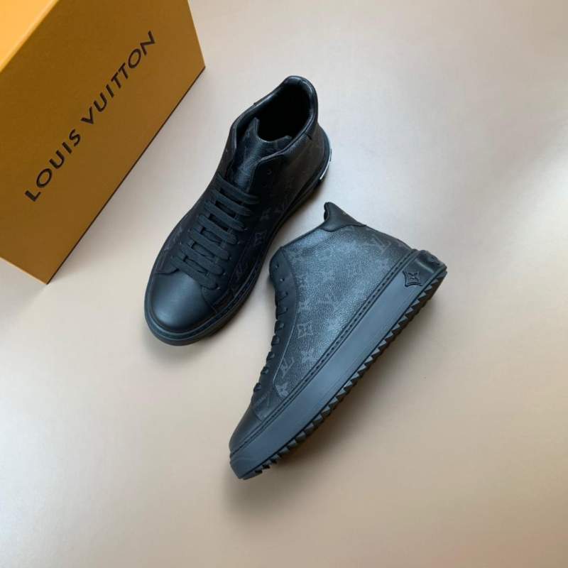 Giày nam Louis Vuitton siêu cấp cổ cao đen hoa tiết hoa
