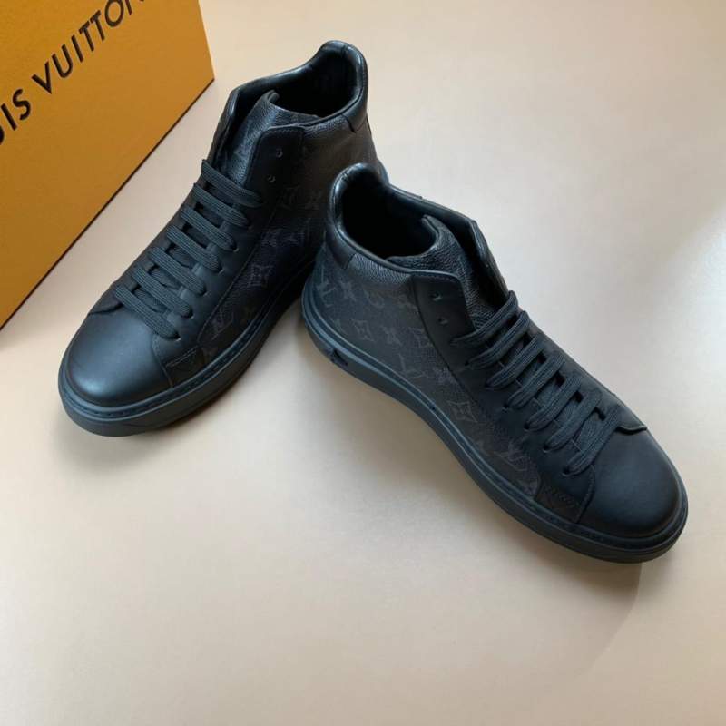 Giày nam Louis Vuitton siêu cấp cổ cao đen hoa tiết hoa