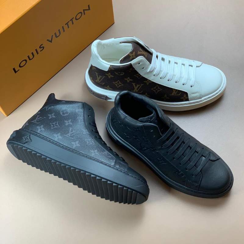 Giày nam Louis Vuitton siêu cấp cổ cao đen hoa tiết hoa