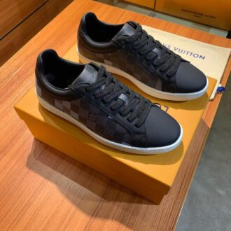 Giày nam Louis Vuitton siêu cấp đen họa tiết kẻ ô