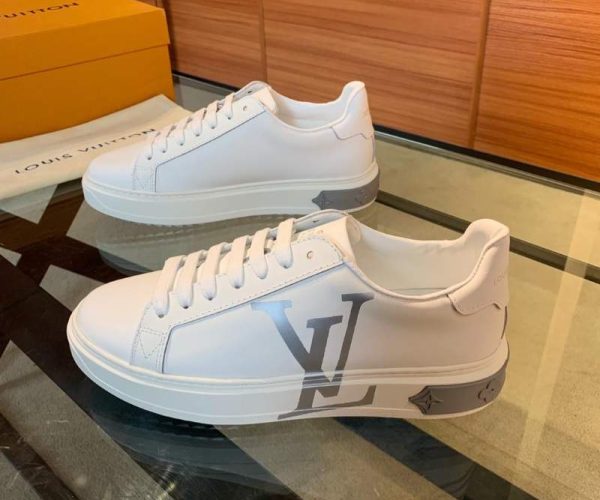 Giày nam Louis Vuitton siêu cấp trắng họa tiết logo bạc