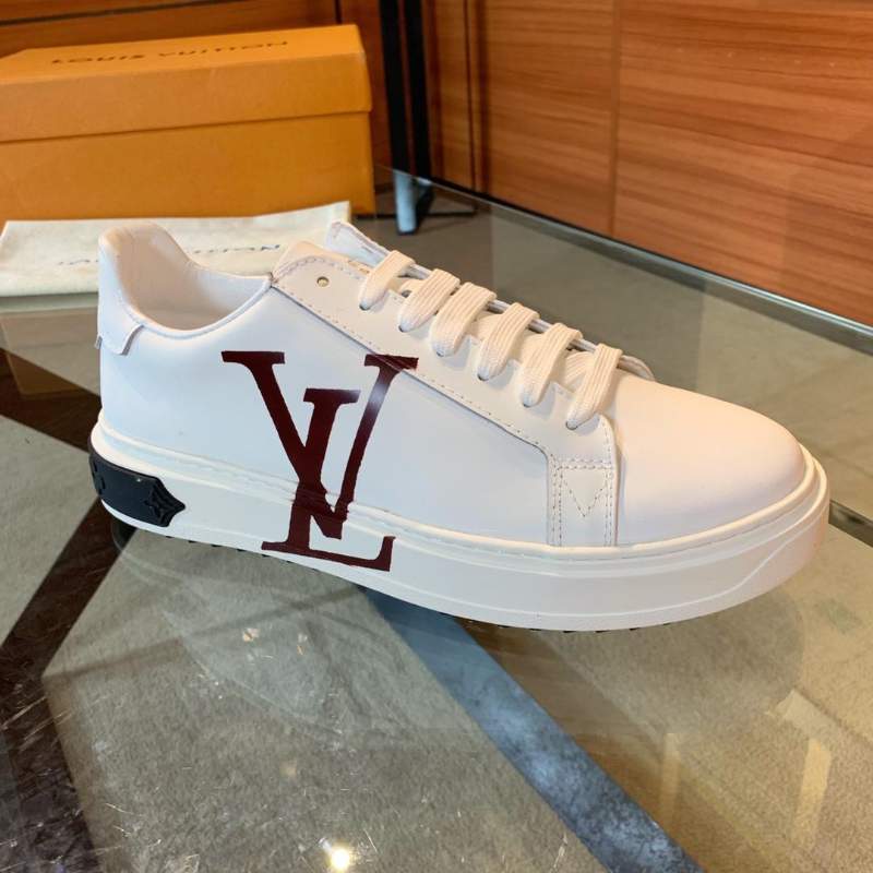 Giày nam Louis Vuitton siêu cấp trắng họa tiết logo nâu