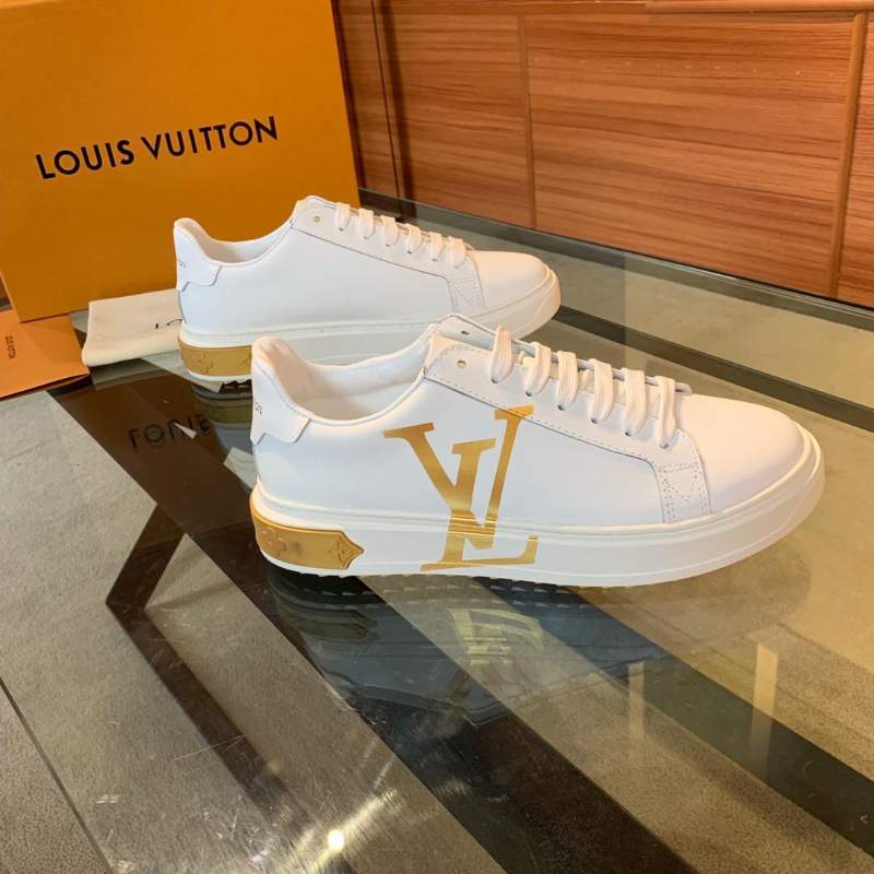 Giày nam Louis Vuitton siêu cấp trắng họa tiết logo vàng