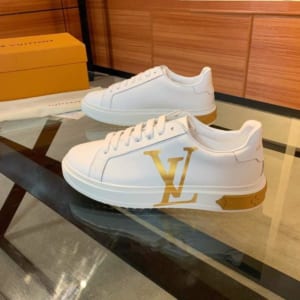 Giày nam Louis Vuitton siêu cấp trắng họa tiết logo vàng