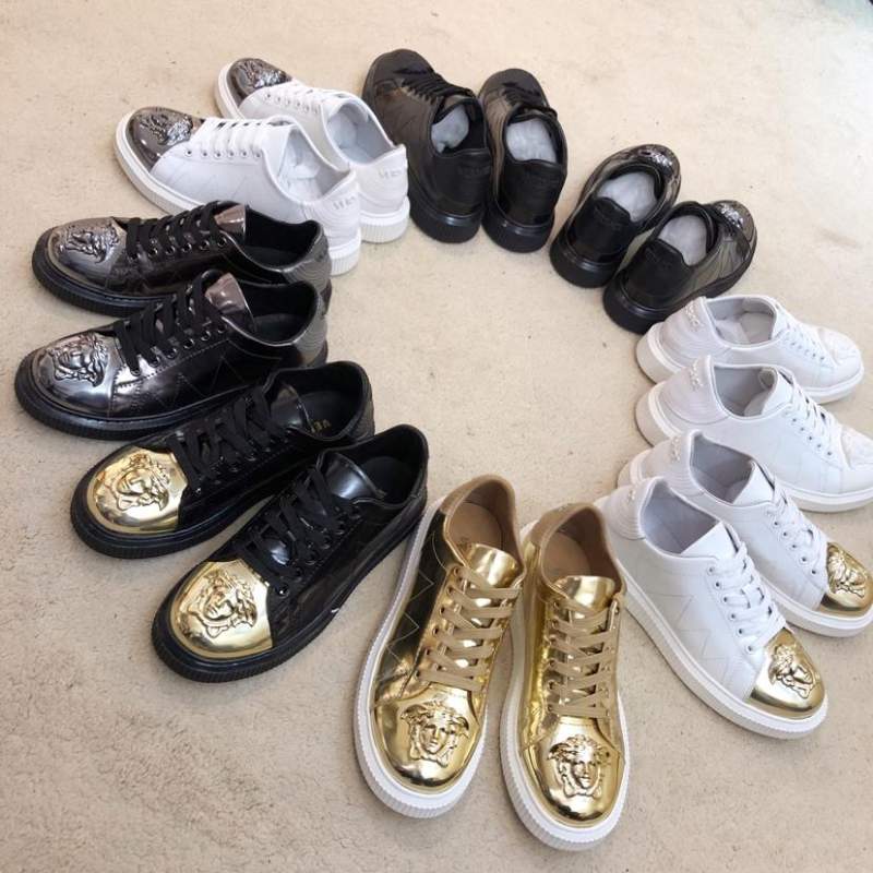 Giày nam Versace siêu cấp bạc họa tiết họa tiết mặt người