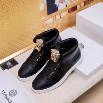 Giày nam Versace siêu cấp đen cổ cao họa tiết logo