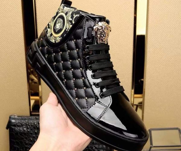 Giày nam Versace siêu cấp đen họa tiết đính đá