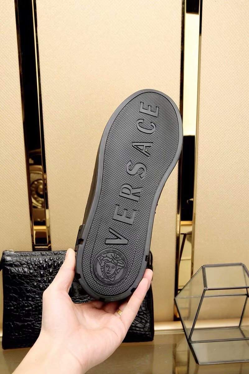 Giày nam Versace siêu cấp đen họa tiết đính đá