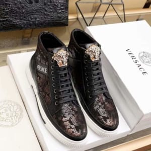 Giày nam Versace siêu cấp đen họa tiết hoa