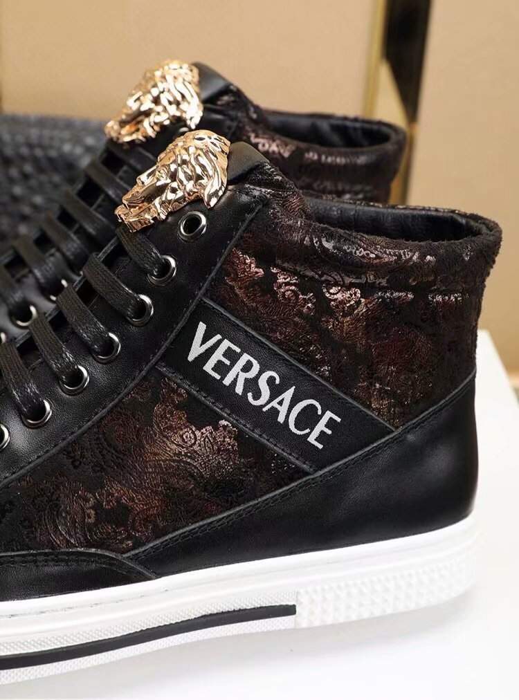 Giày nam Versace siêu cấp đen họa tiết hoa