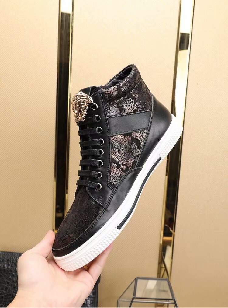 Giày nam Versace siêu cấp đen họa tiết hoa