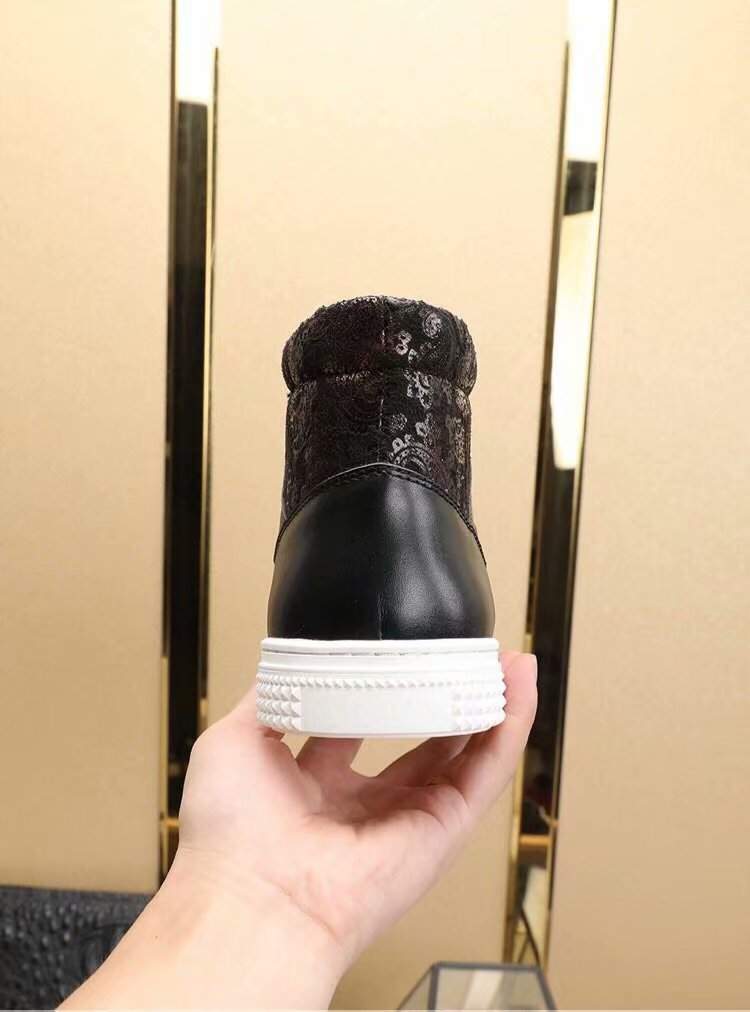 Giày nam Versace siêu cấp đen họa tiết hoa