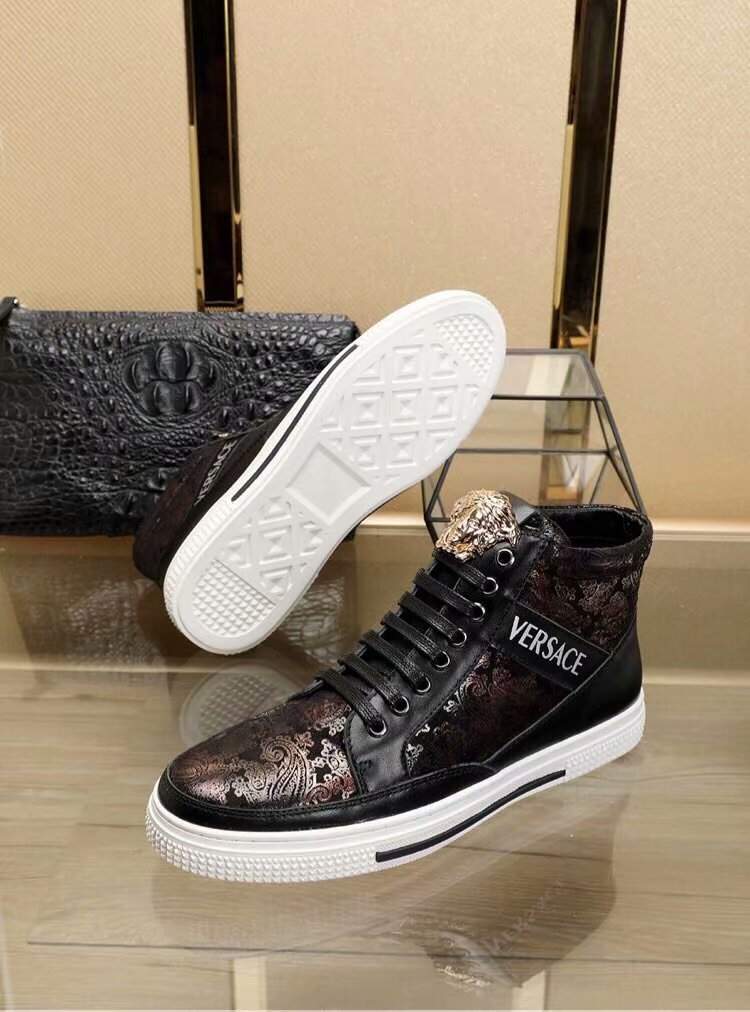 Giày nam Versace siêu cấp đen họa tiết hoa