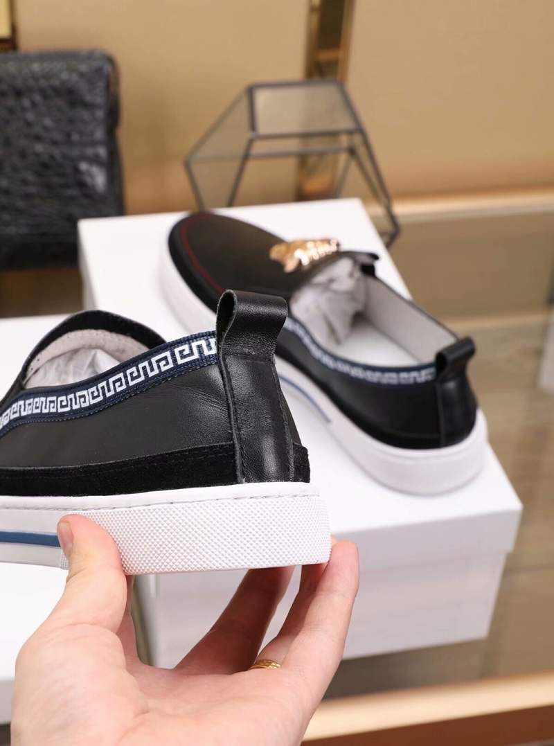 Giày nam Versace siêu cấp đen họa tiết logo