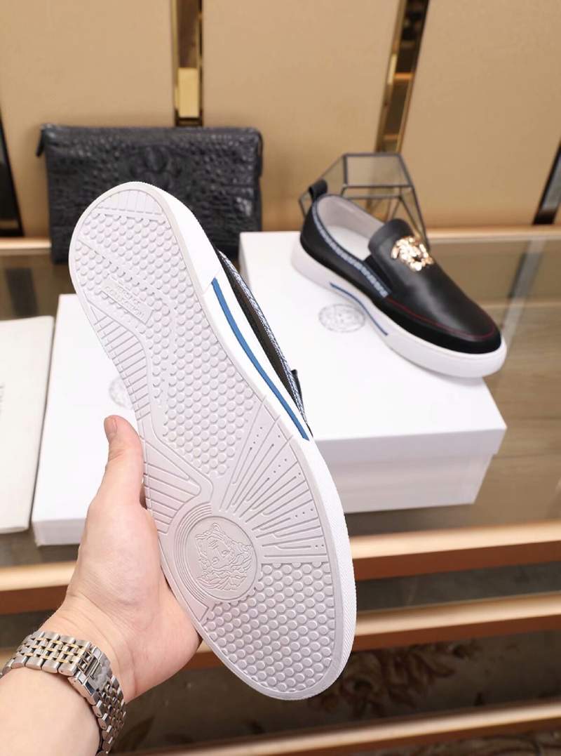 Giày nam Versace siêu cấp đen họa tiết logo