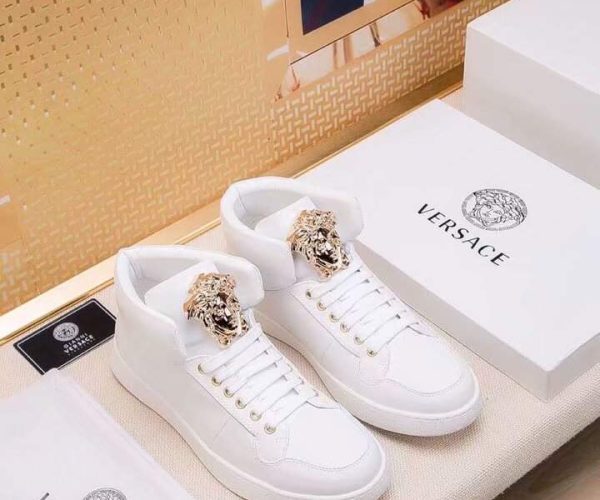 Giày nam Versace siêu cấp trắng cổ cao họa tiết logo
