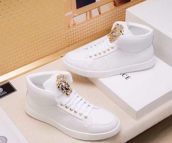 Giày nam Versace siêu cấp trắng cổ cao họa tiết logo