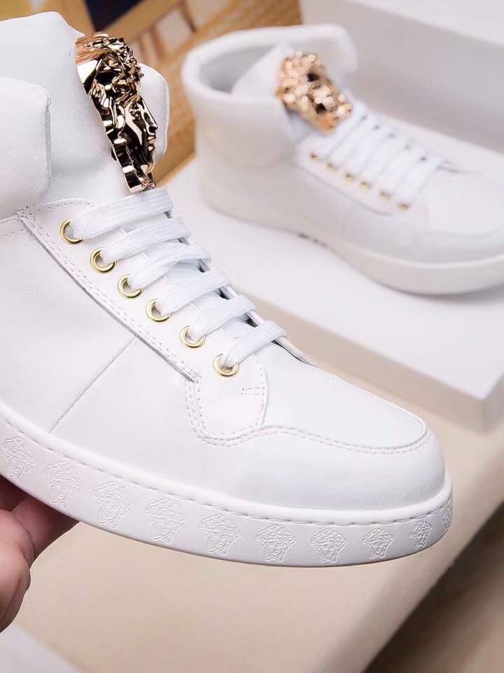 Giày nam Versace siêu cấp trắng cổ cao họa tiết logo