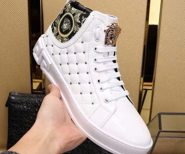 Giày nam Versace siêu cấp trắng họa tiết đính đá