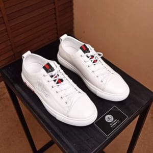 Giày nam Versace siêu cấp trắng họa tiết viền đỏ