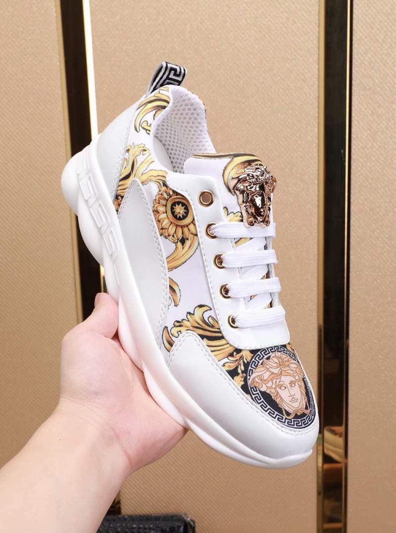Giày nam Versace siêu cấp trắng vàng họa tiết hoa
