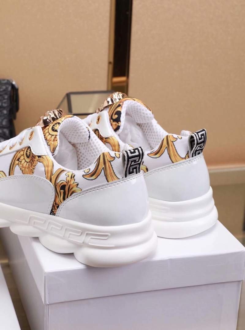 Giày nam Versace siêu cấp trắng vàng họa tiết hoa