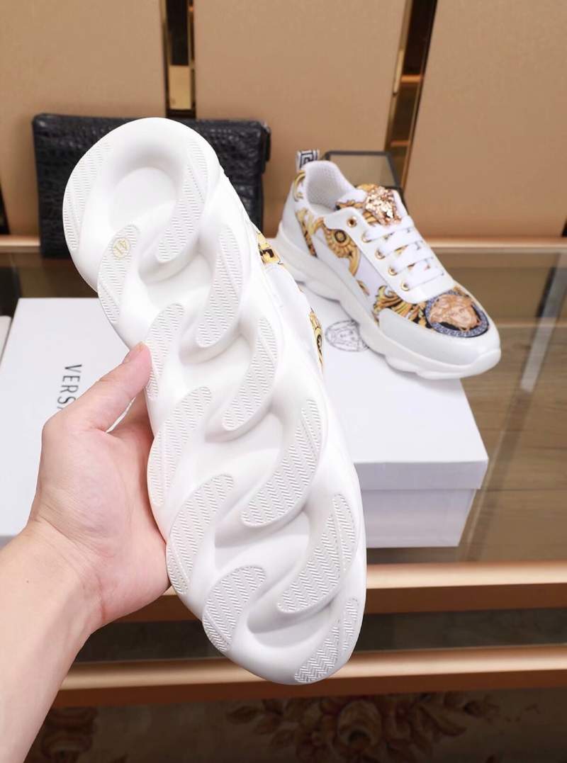 Giày nam Versace siêu cấp trắng vàng họa tiết hoa