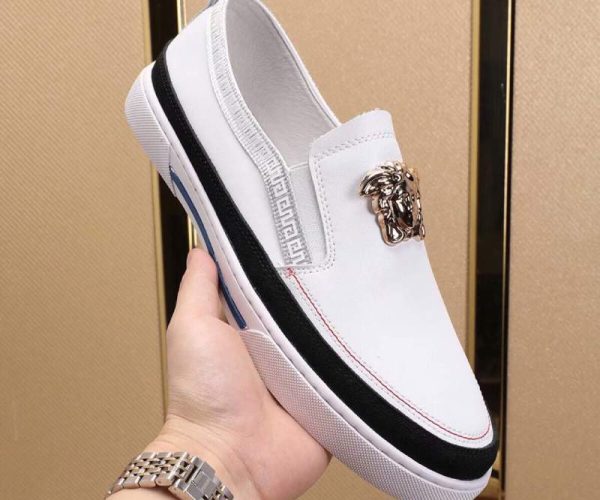 Giày nam Versace siêu cấp trắng viền đen họa tiết logo