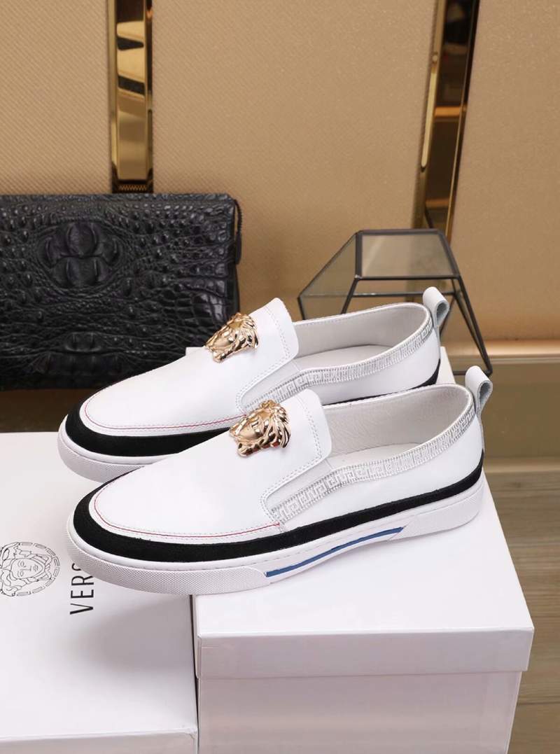 Giày nam Versace siêu cấp trắng viền đen họa tiết logo