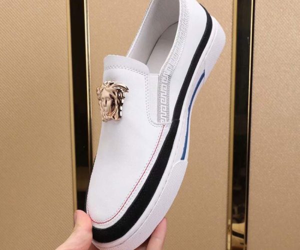 Giày nam Versace siêu cấp trắng viền đen họa tiết logo