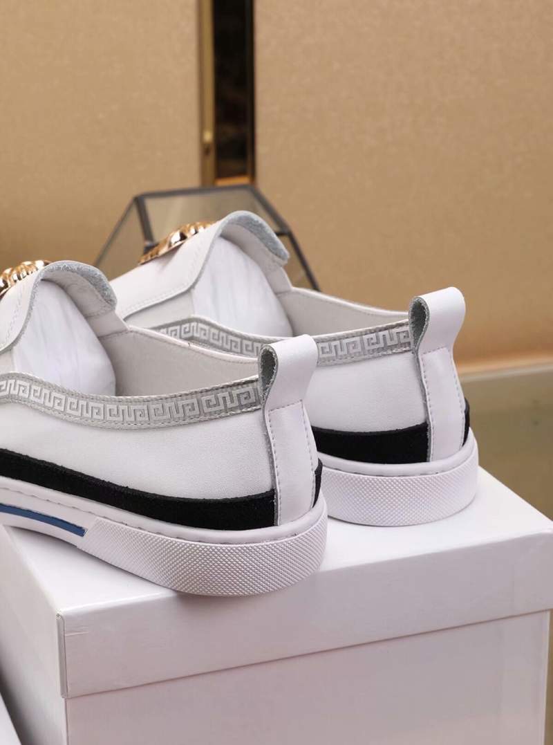 Giày nam Versace siêu cấp trắng viền đen họa tiết logo