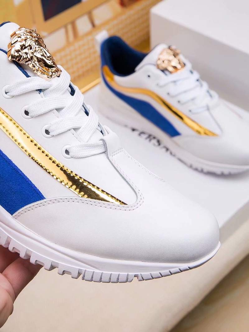 Giày nam Versace siêu cấp trắng viền xanh vàng họa tiết logo