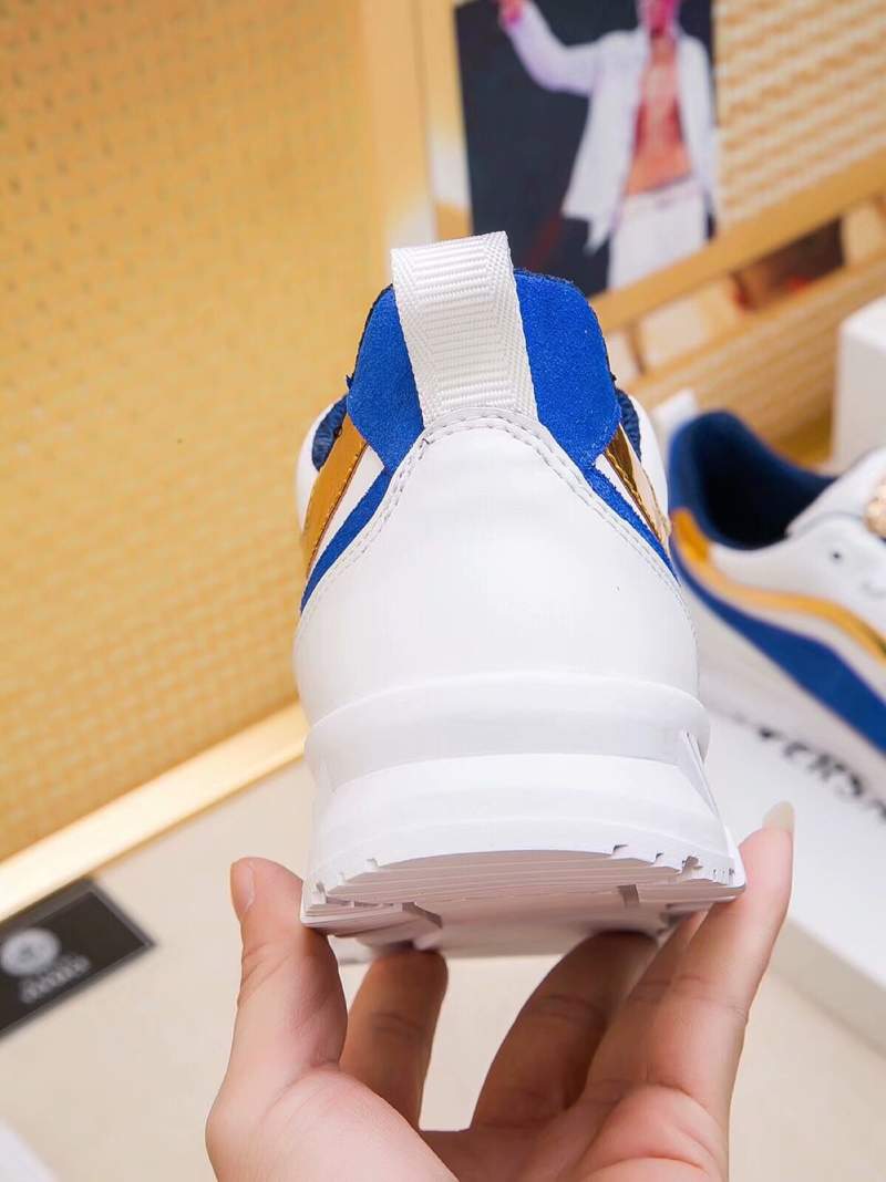 Giày nam Versace siêu cấp trắng viền xanh vàng họa tiết logo