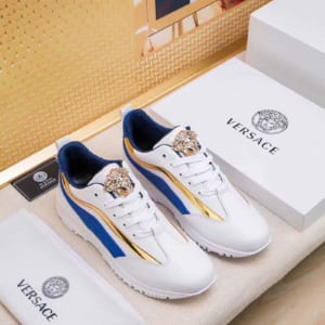 Giày nam Versace siêu cấp trắng viền xanh vàng họa tiết logo