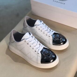 Giày nam Versace siêu cấp trắng xanh họa tiết mặt người