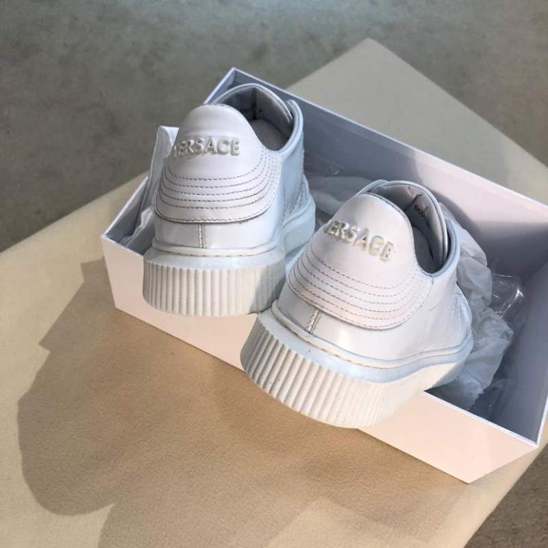 Giày nam Versace siêu cấp trắng xanh họa tiết mặt người