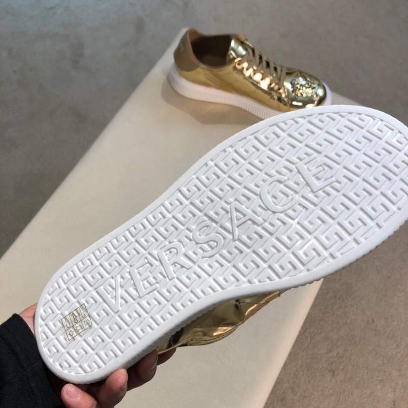 Giày nam Versace siêu cấp vàng họa tiết mặt người