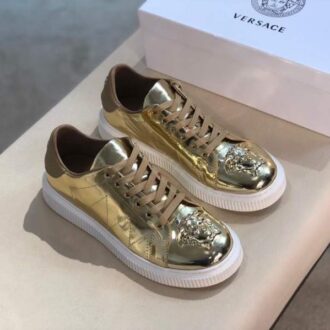 Giày nam Versace siêu cấp vàng họa tiết mặt người