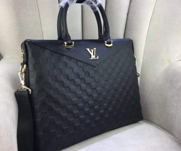 Túi da nam Louis Vuitton siêu cấp đen họa tiết caro
